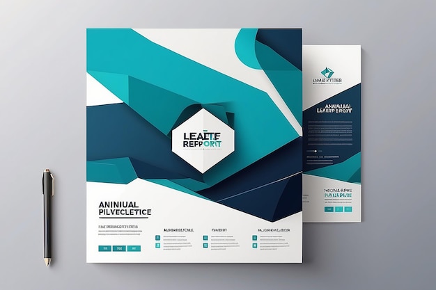 Photo vector geometric flyer design design template for annual report