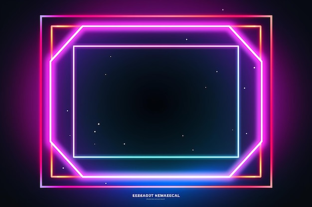 Vector geometric neon frame design with text space