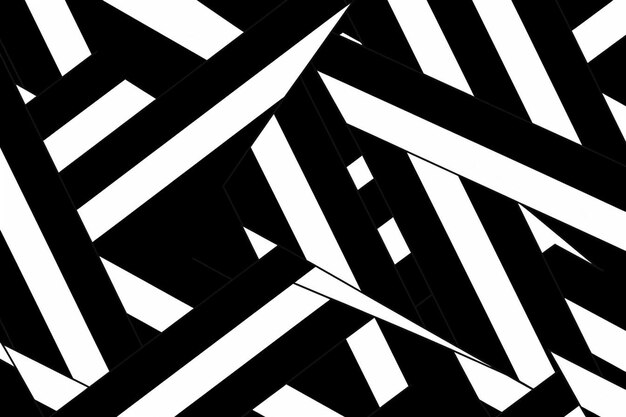 Photo vector geometric seamless pattern with lines and overlapping triangles in black and white striped