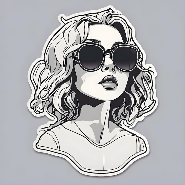 Vector girl face sticker