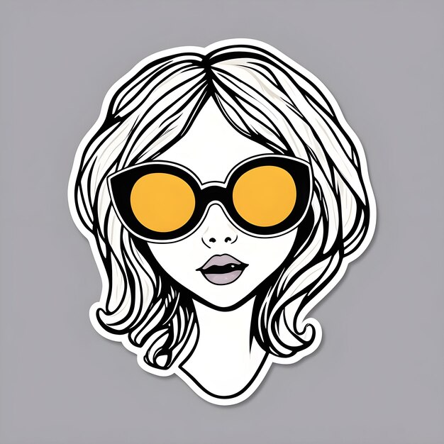 Photo vector girl face with sunglass