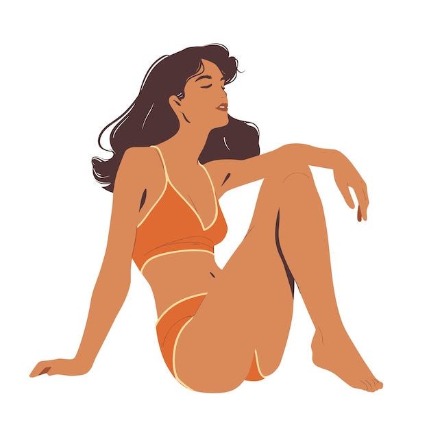 Photo vector girl in a swimsuit on a white background generative ai
