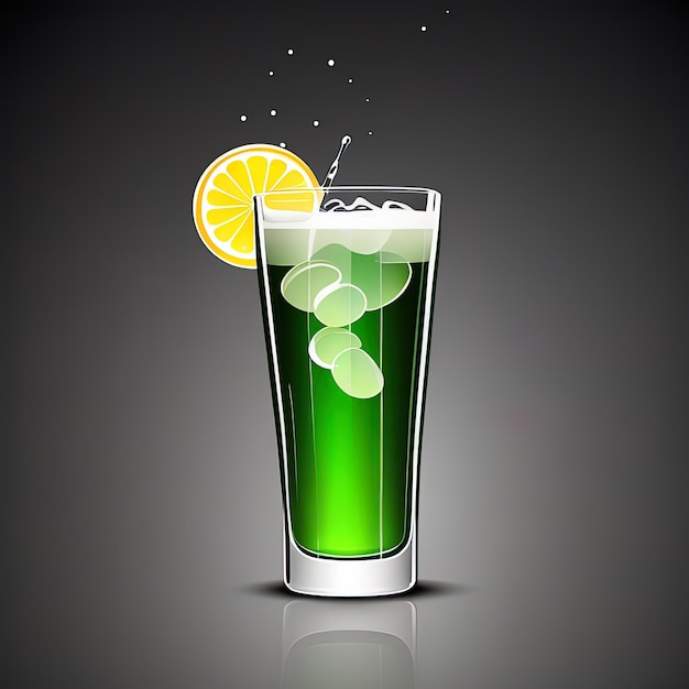 vector glass with green juicevector glass with green juiceglass with fresh beer and lime on dark bac