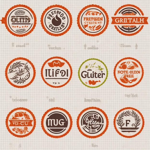 Photo vector gluten free labels and symbol icons set