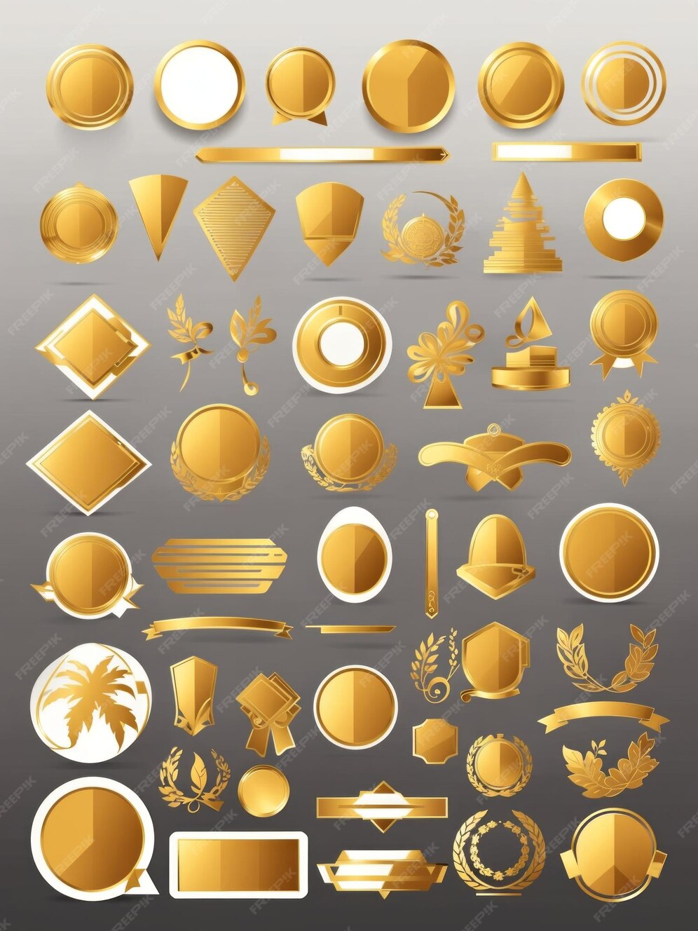 Premium AI Image | vector gold sticker clipart vector set flat design
