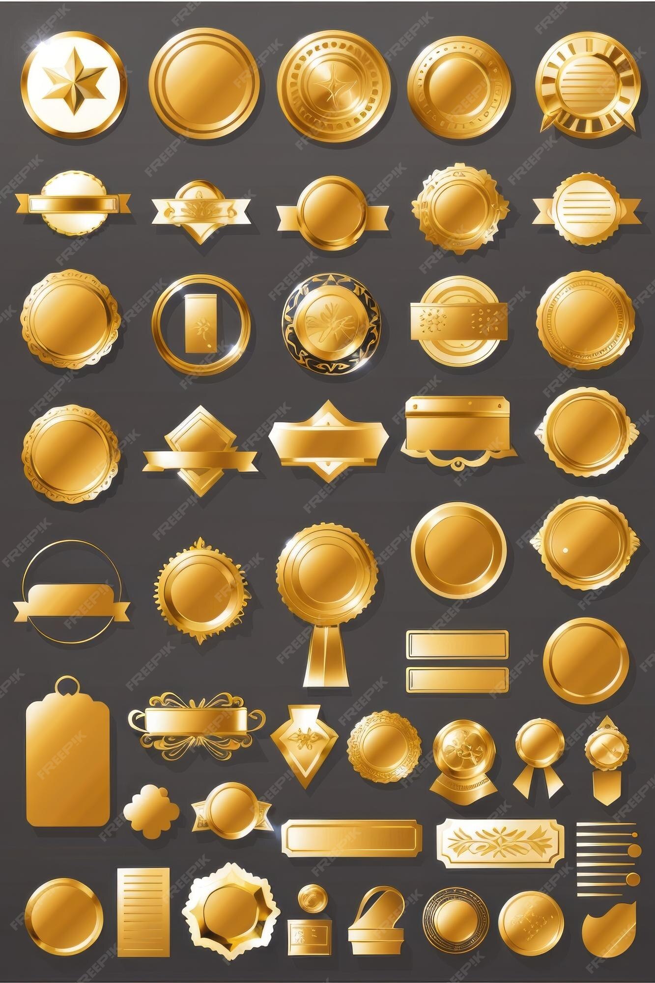 Premium AI Image | vector gold sticker clipart vector set flat design