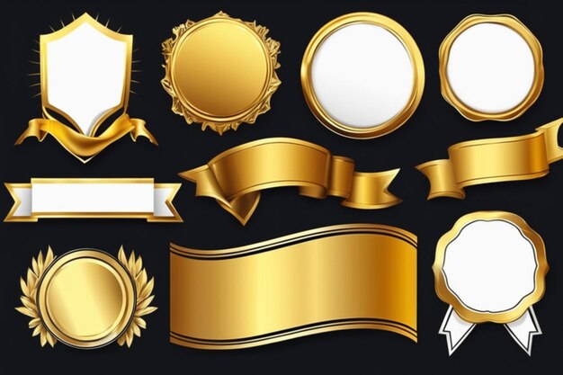 Photo vector golden banner sticker