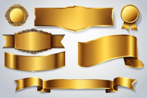 Photo vector golden banner sticker