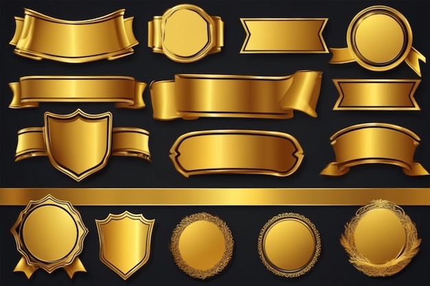 Photo vector golden banner sticker