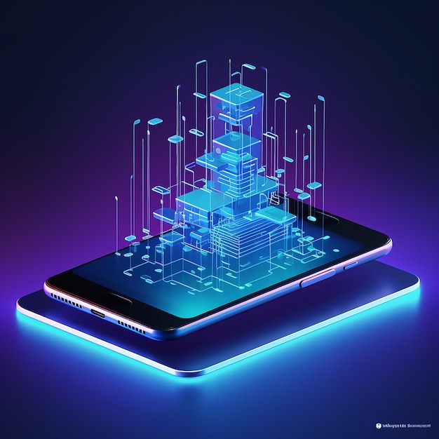 Photo vector gradient mobile isometric technology background