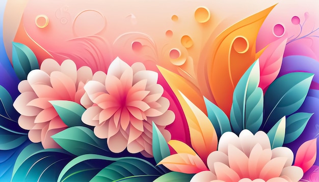 Vector gradient spring floral background