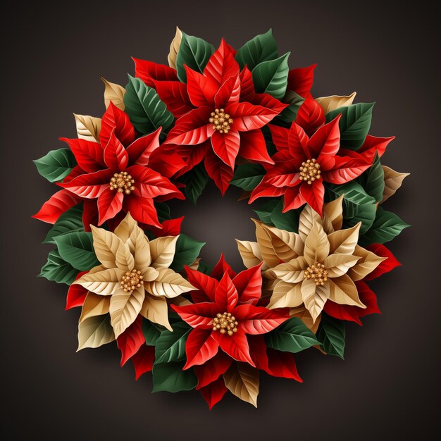 Vector graphic of Christmas wreath decoration isolated on dark background