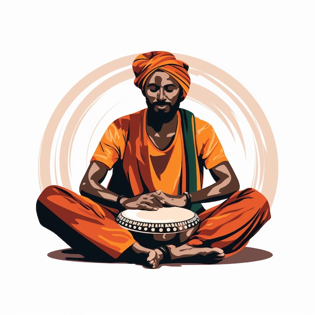 Photo vector graphic illustration indian muslim man is playing bongo drums