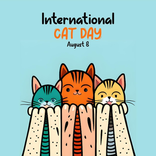 Photo vector graphic of international cat day good for international cat day celebration flat design fly