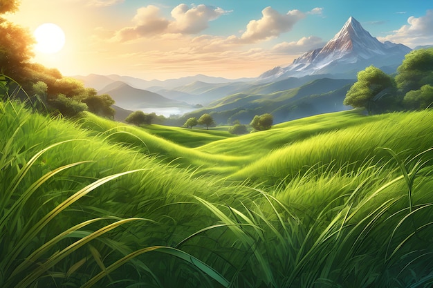 Photo vector grass nature background digital painting