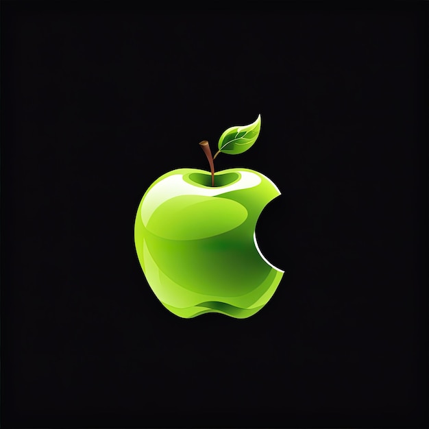 vector green apple iconvector green apple with green leaves