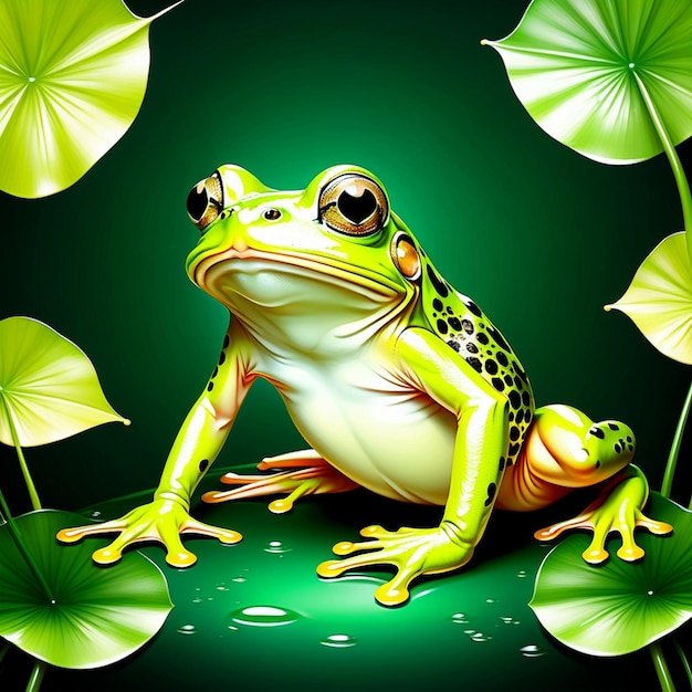 Vector green frog animal