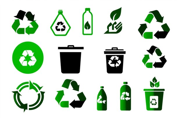 Photo vector green recycling icon