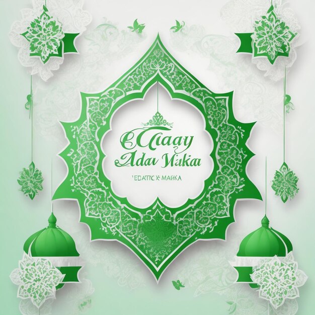 vector groen en wit ontwerp voor eid mubarak