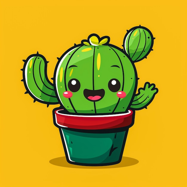 Foto vector groene saguaro cactus sticker ontwerpelement