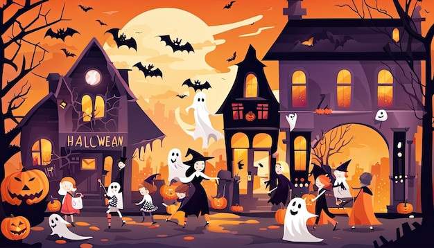 Vector halloween background in flat design