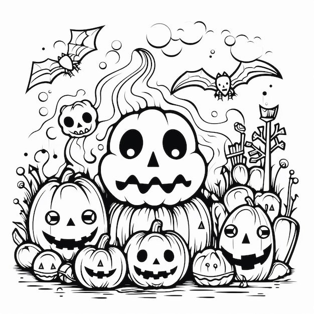 A vector of halloween in black and white coloring