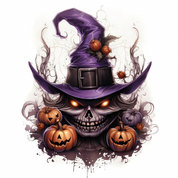 Foto cappello viola di zucca di halloween vettoriale