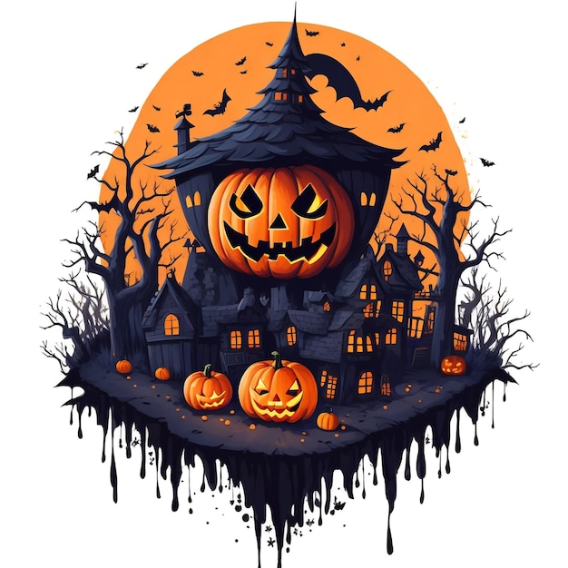 Vector halloween theme with pumpkins vector style tshirt design