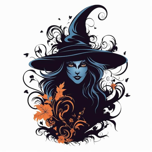 Premium AI Image | Vector halloween witch head silhouette vector illustrat