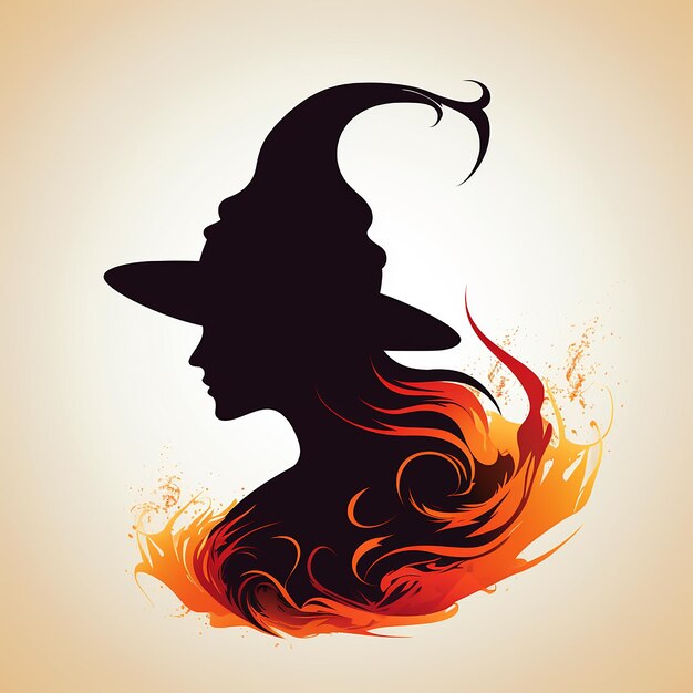 ベクトル ハロウィーンの魔女の頭のシルエット ベクトル illustrat