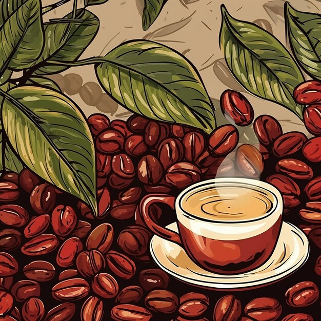 Vector hand drawn background for international coffee day