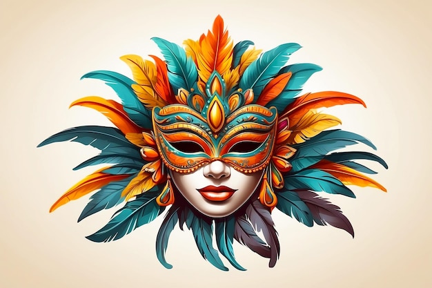 Photo vector hand drawn brazilian carnival mask free space