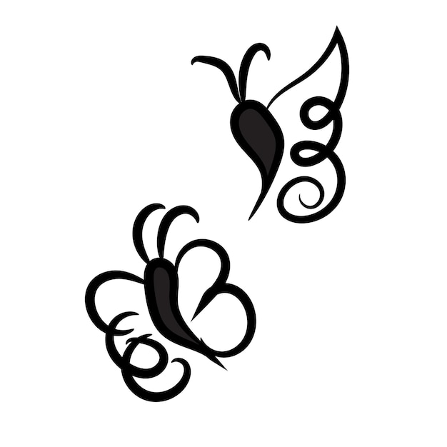 Photo vector hand drawn butterfly outline pack