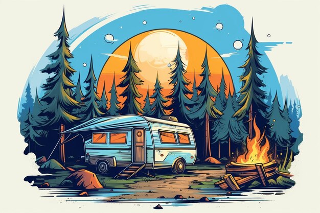 Photo vector hand drawn camping adventure