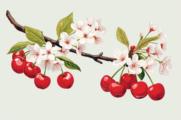 Photo vector hand drawn cherry branch illustration