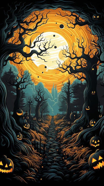 vector hand drawn flat halloween background