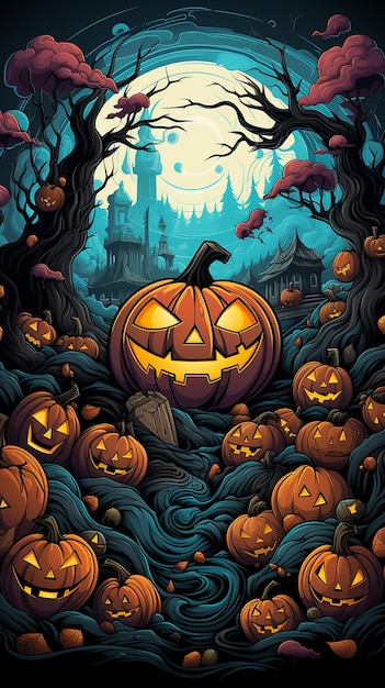 vector hand drawn flat halloween background