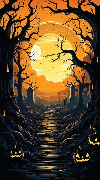 vector hand drawn flat halloween background