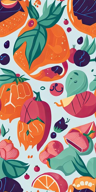 Photo vector hand drawn fruit pattern