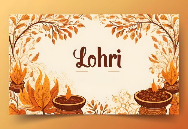 Foto modello di striscione orizzontale disegnato a mano per il festival di lohri