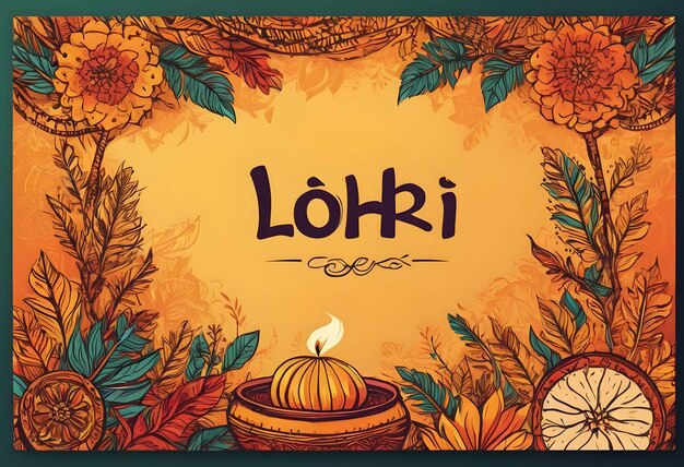 Foto modello di striscione orizzontale disegnato a mano per il festival di lohri