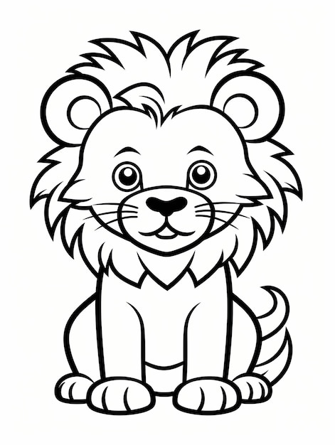 Photo vector hand drawn lion outline illustration