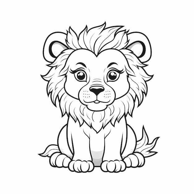 Vector hand drawn lion outline illustration