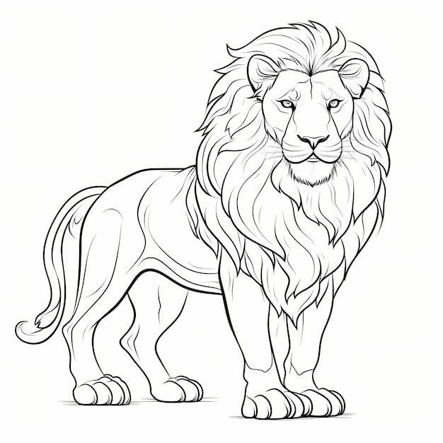 Vector hand drawn lion outline illustration