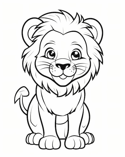 Vector hand drawn lion outline illustration