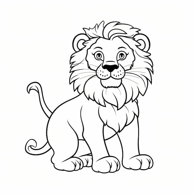 Vector hand drawn lion outline illustration