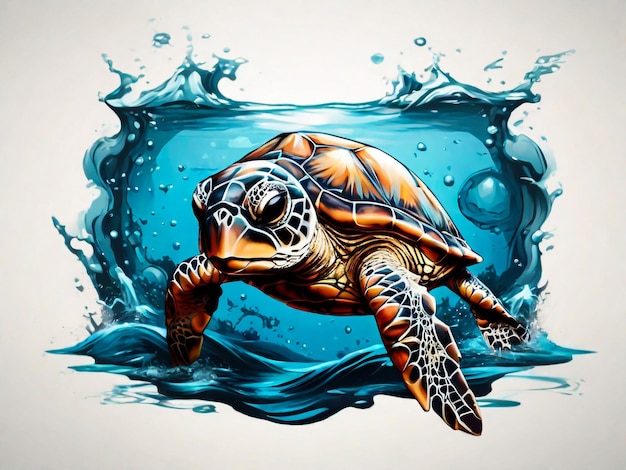 Векторная ручная иллюстрация цветной черепахи