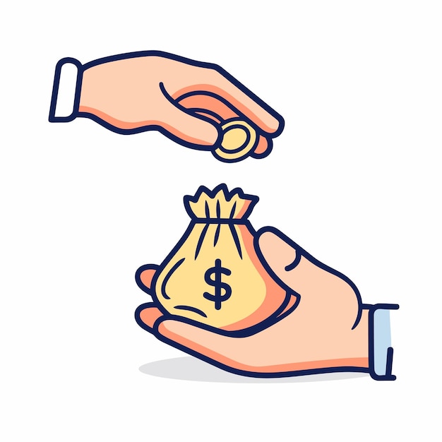 Photo vector hand with money bag flat style generative ai