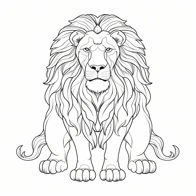 Vector handgetekende leeu contour illustratie