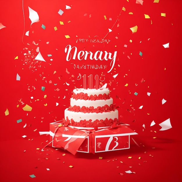 vector happy birthday red realistic greeting with confetti